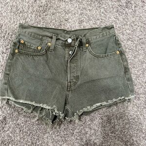 Olive Green Women's Levis 501 Shorts